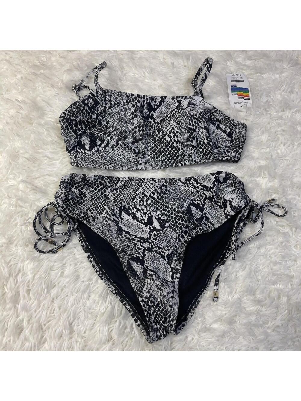 Time and Tru Women’s Small 4-6 Bohemian Snake Print Two-Piece Swim Set Bikini